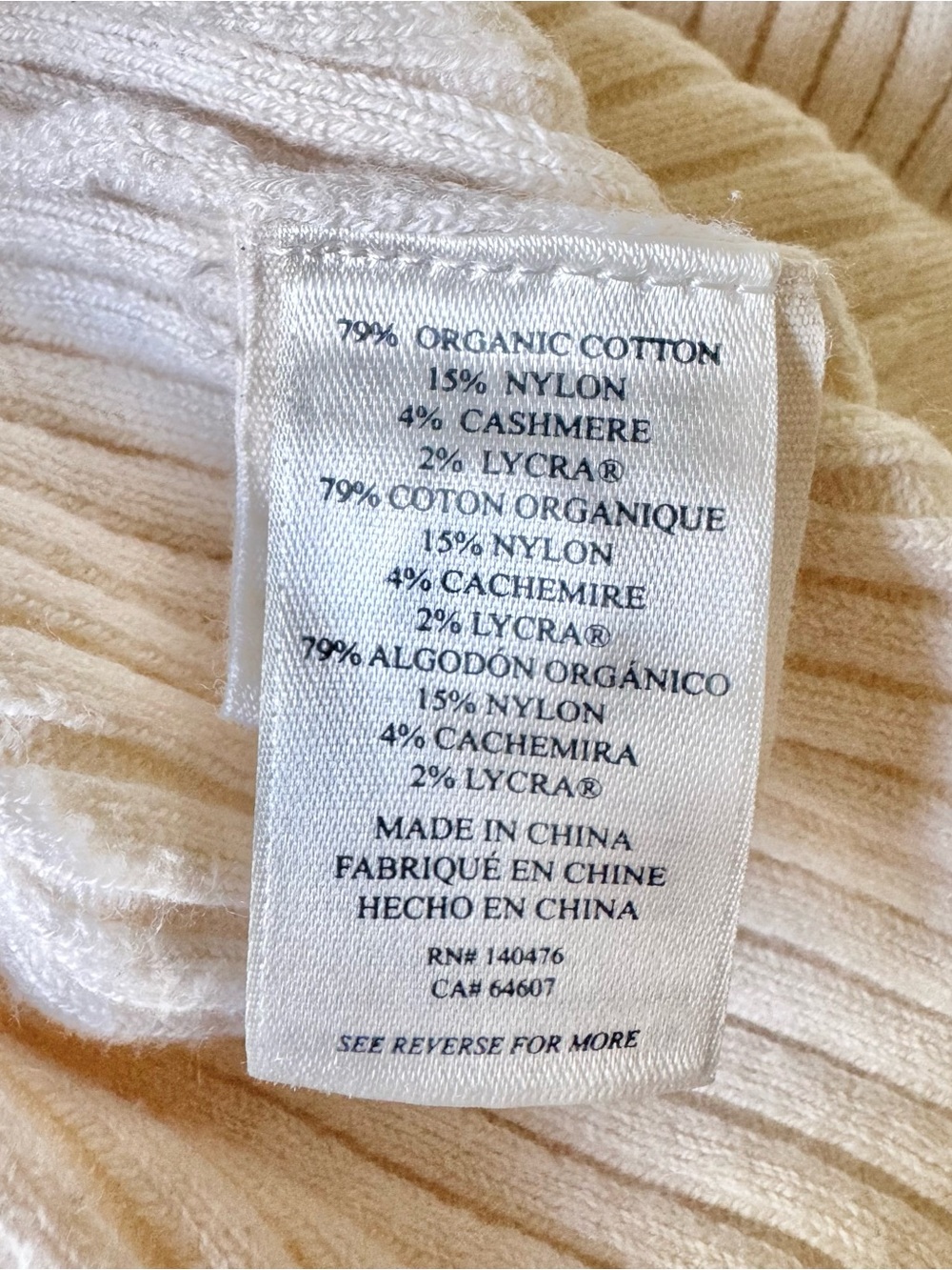 Faherty Cream Ribbed Button-Up Top - Picture 5 of 7